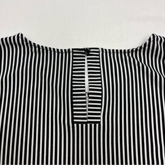 ADRIANNA Papell stripe pattern striped blouse long sleeves black & white size L - Picture 7 of 11